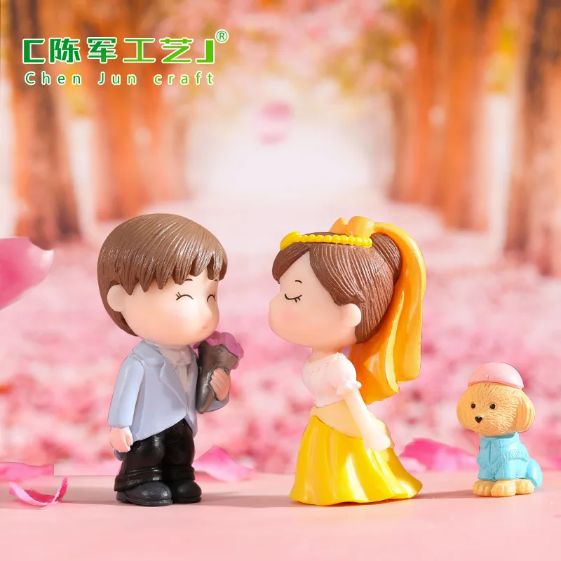 1pair Sweety Lovers Fairy Garden Figurines Wedding Miniature Mini Couple Figures Bride Ornament For Home Decoration - купить по