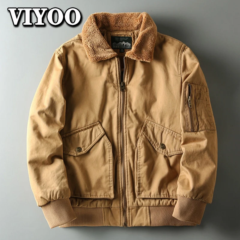 

Мужская зимняя и осенняя винтажная одежда, тактическая армейская куртка, бархатный пуховик пилота, пальто для мужчин