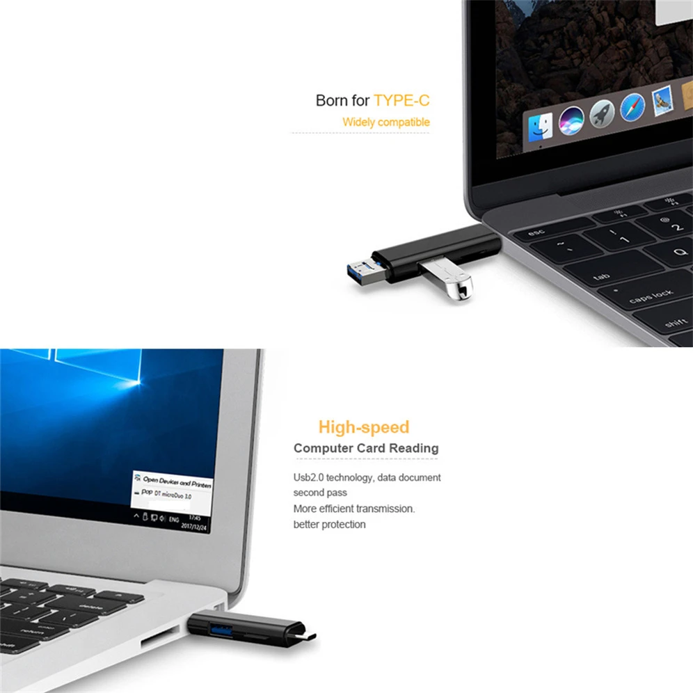 Многофункциональное устройство для чтения карт 3 в 1 USB Type-C/USB /Micro USB/TF 2.0 Φ
