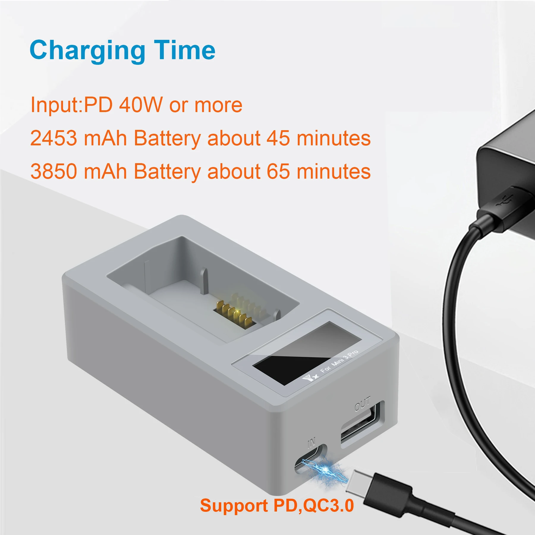 

Applicable to DJI Mavic Mini 3pro UAV accessory digital display USB charger Mavic Mini 3 pro universal battery