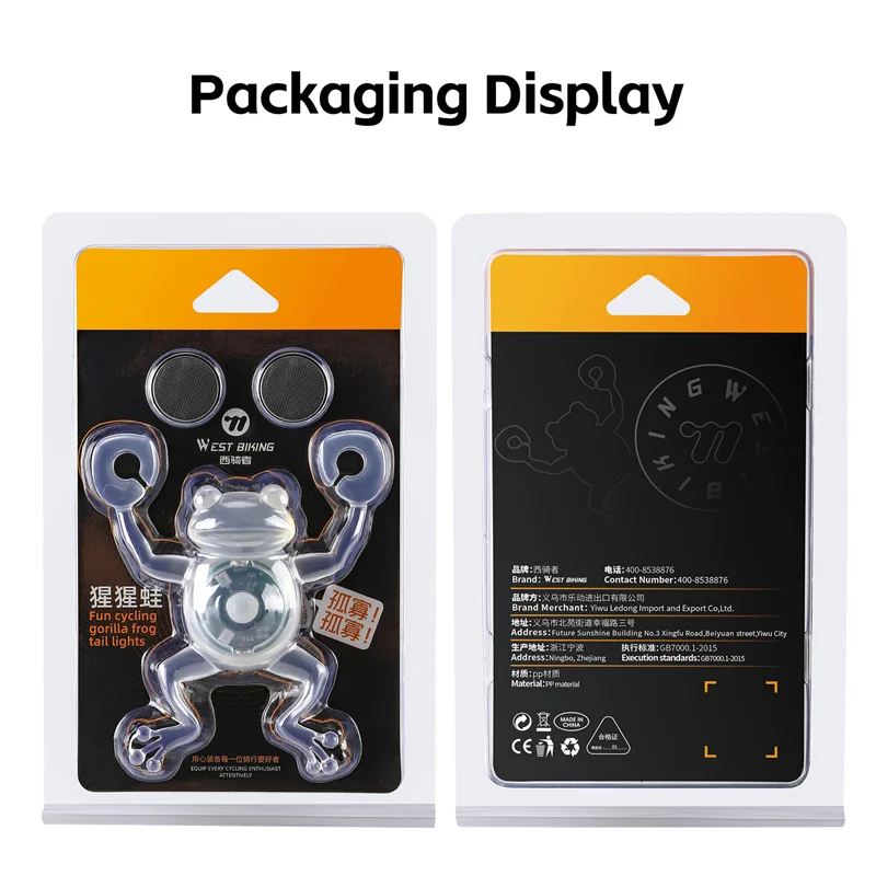 WEST BIKING Цветные велосипедные задние фонари Забавные лягушки IPX6 Водонепроницаемые