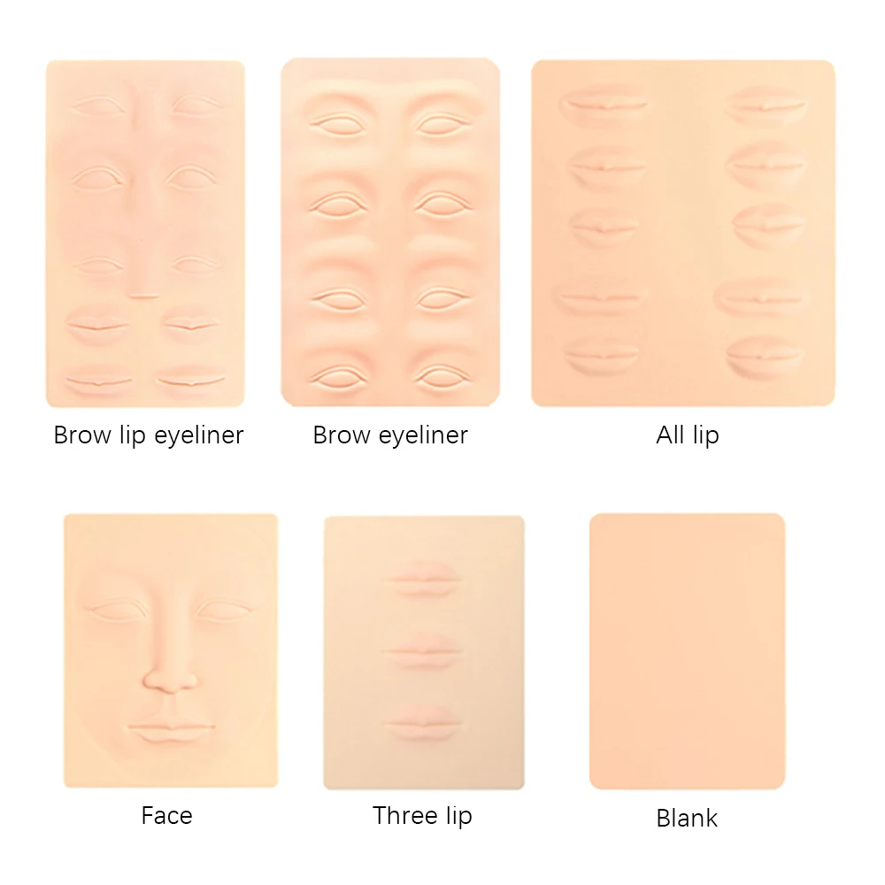 10PCS Soft 3D 5D Eyebrow Tattoo Practice Skin Face Eye Brow Lip Practice Pads Silicone Bionic Skin for Make Up Face Eyelash