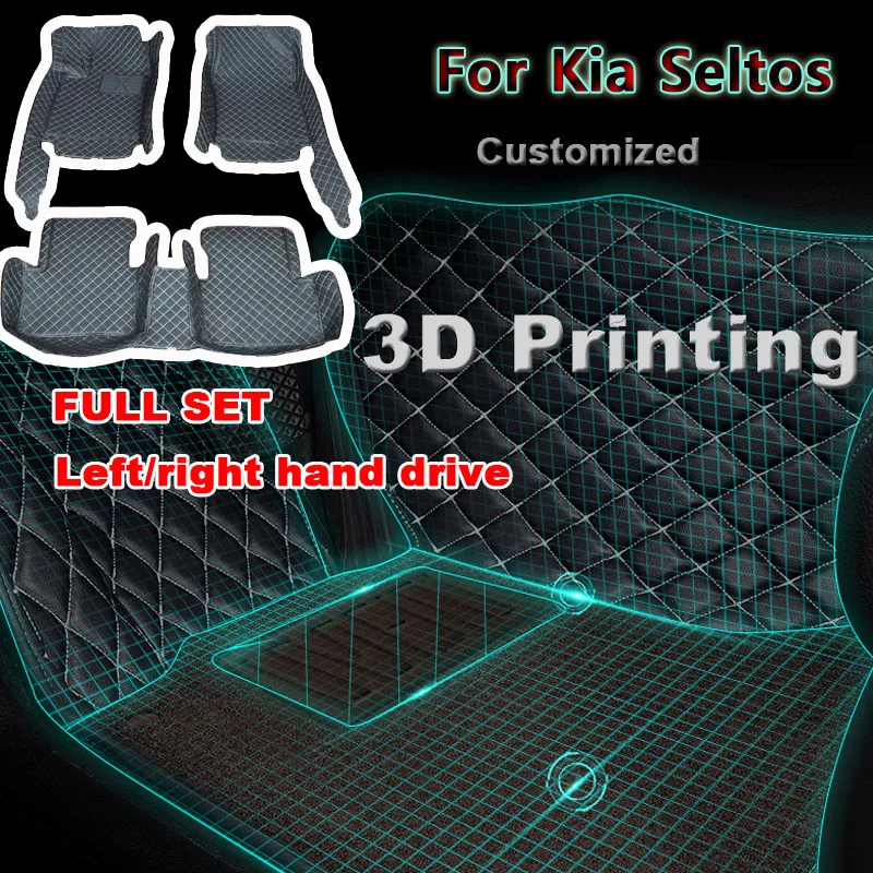 

Car Floor Mats For Kia Seltos 2020~2022 Luxury Leather Mat Waterproof Rugs Carpet Anti Dirty Pad Interior Parts Car Accessories
