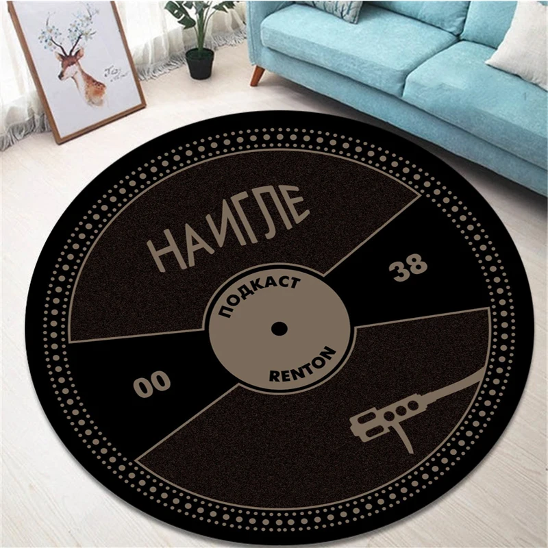 

Classical music vinyl record circular carpet, living room and bedroom decorative carpet, children's crawling anti-skid floor mat