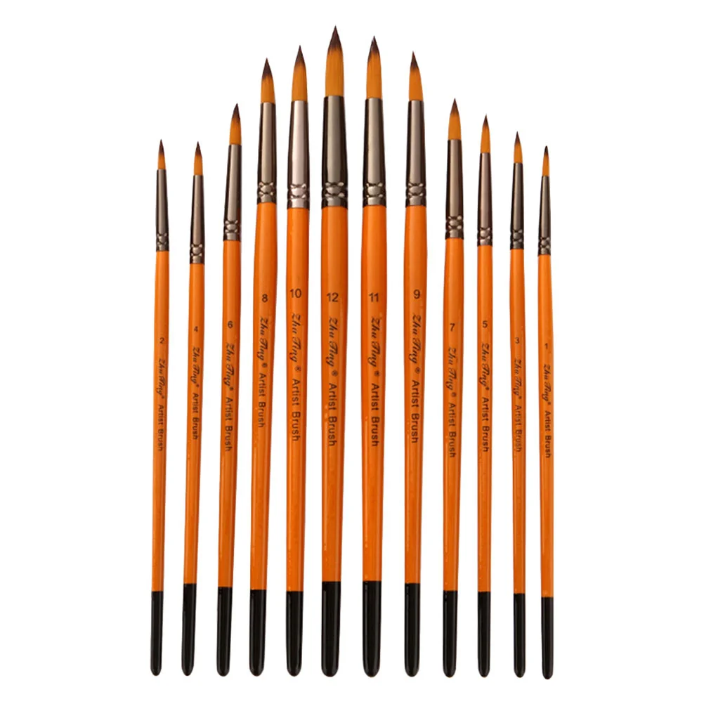 

12Pcs Brush Acrylic Gouache Oil Crafts Supplies Paintbrushes Painting Brushes