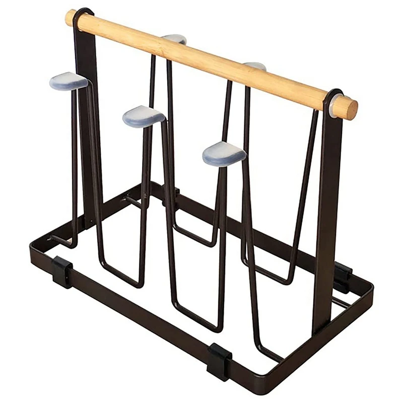 

Cup Drying Rack Bottle Drying Rack Metal 6 Cups Cup Storage Box Silicone Protective Hook Non-Slip Bottle Drying Rack