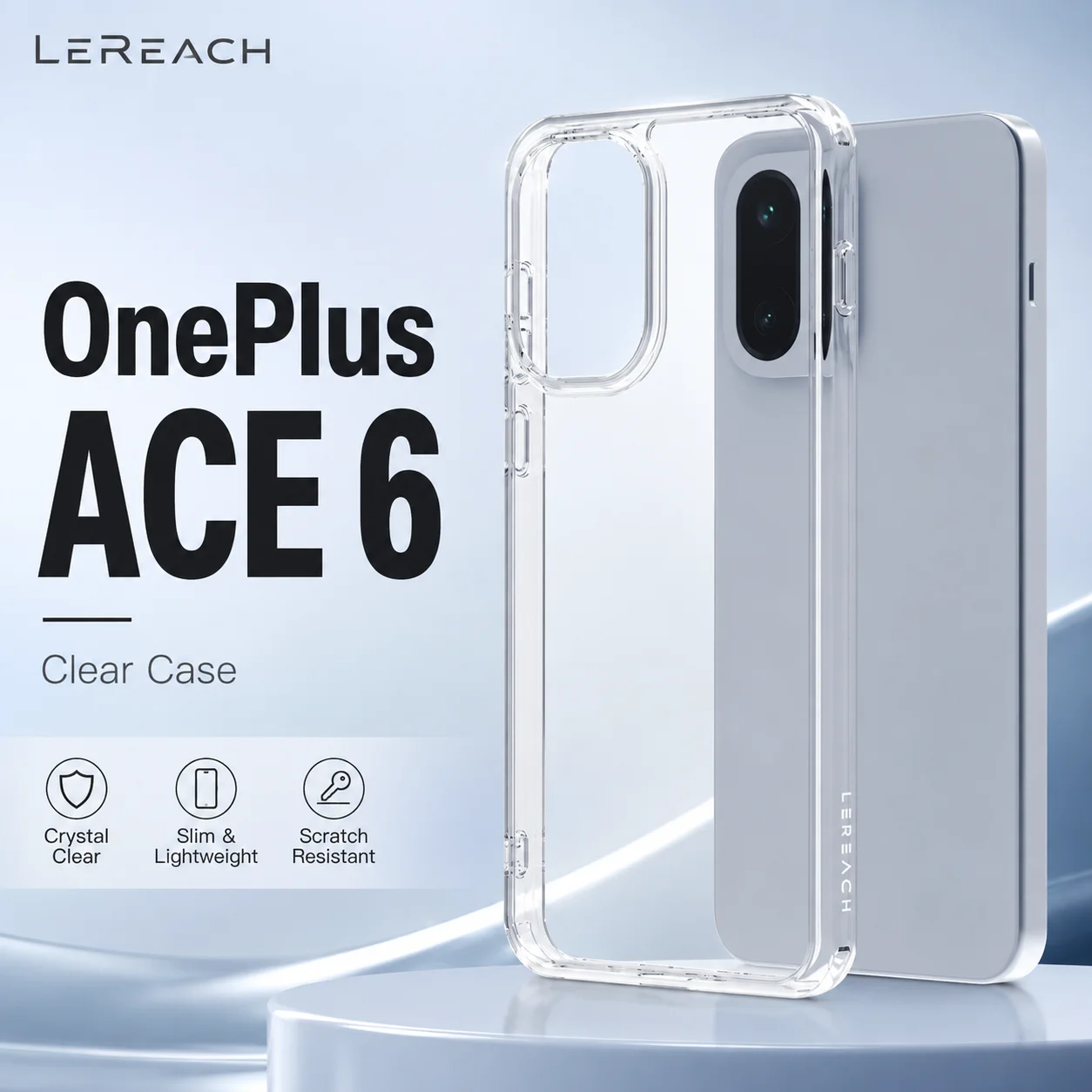 Фото Прозрачный чехол для OnePlus ACE 6 6T 15R с прозрачными приподнятыми краями, ультратонкий, CA1000 №1