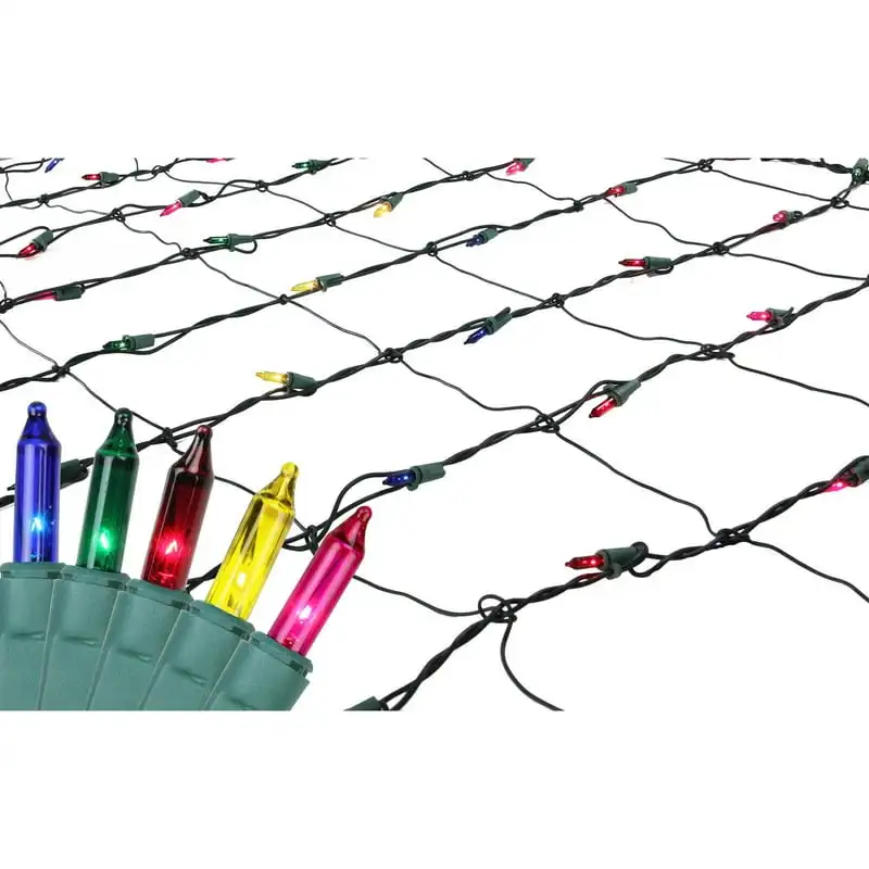 

x 6' Multi-Color Mini Net Style Christmas Lights - Green Wire