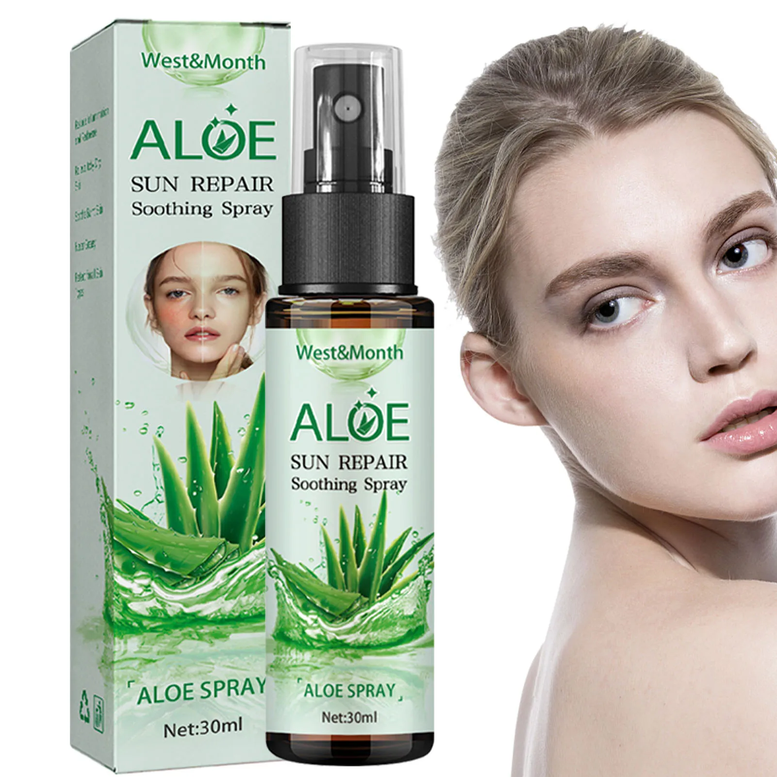 

Organic Aloe Vera Spray Moisturizing Non-sticky Sunburn Relief Spray Multifunctional Soothing Spray For After Sun Care Repair