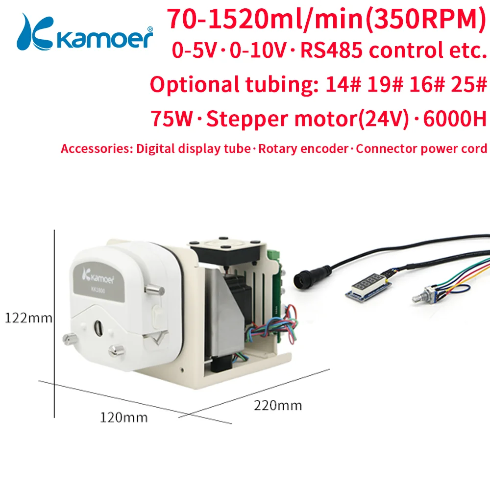 

Kamoer MED57-KK1800 High Flow Embedded Peristaltic Pump 24V Stepper Adjustable Speed Dosing Pump 70-1520m/min Support CAN/RS485