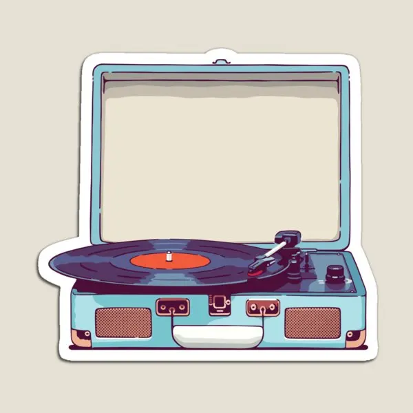 Blue Vinyl Record Player  Magnet Holder Toy Funny Colorful Home Children Magnetic Cute Baby  Stickers Refrigerator