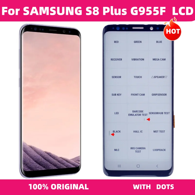 LCD AMOLED original para SAMSUNG Galaxy S8 Plus G955 G955F Pantalla LCD Pantalla táctil Ensamblaje de digitalizador Sin marco G955U G955N G955W SM-G955F / DS Pantalla para SAMSUNG Galaxy S8 Plus Reemplazo