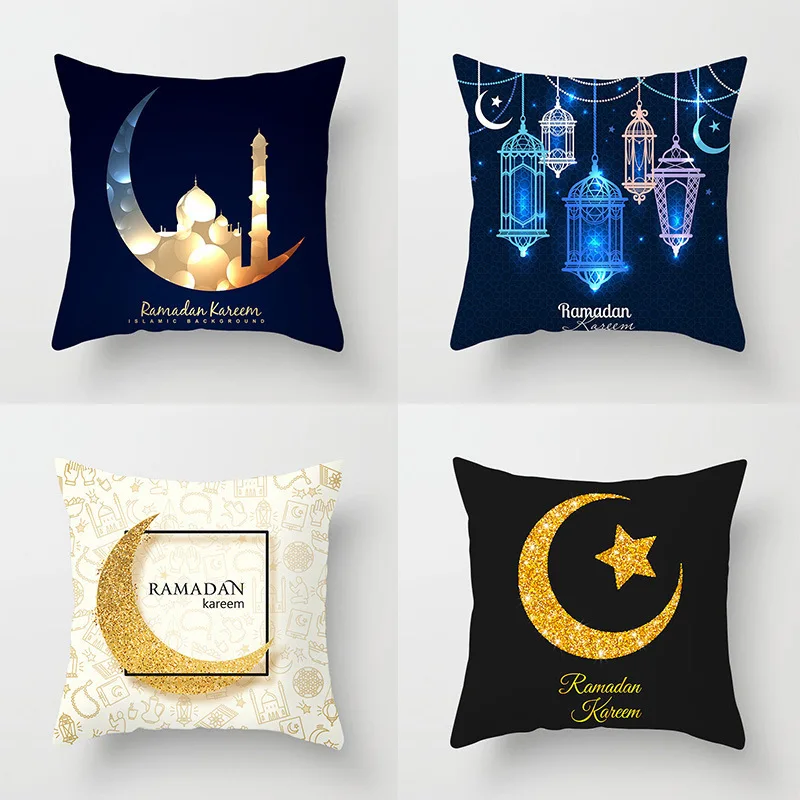 

45x45cm EID MUBARAK Cushion Cover Ramadan Decoration for Home Islam Muslim Pillowcase Eid Al Adha Ramadan Kareem Gifts