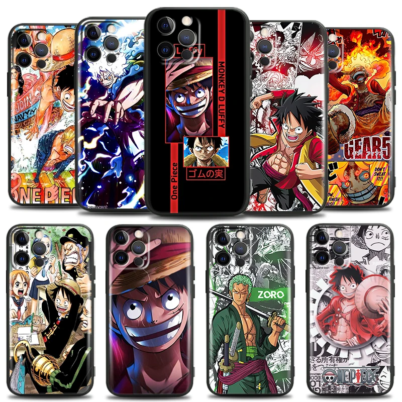 

Japan One Piece Luffy For Apple iPhone 13 12 11 Pro Mini X XR XS Max SE 6 6S 7 8 Plus Phone Case Funda Soft TPU Black Carcasa
