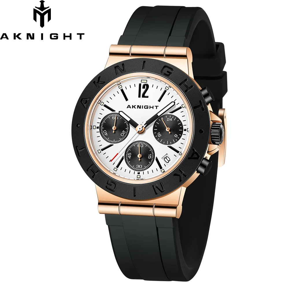 Часы наручные AKNIGHT мужские с силиконовым ремешком спортивные водонепроницаемые