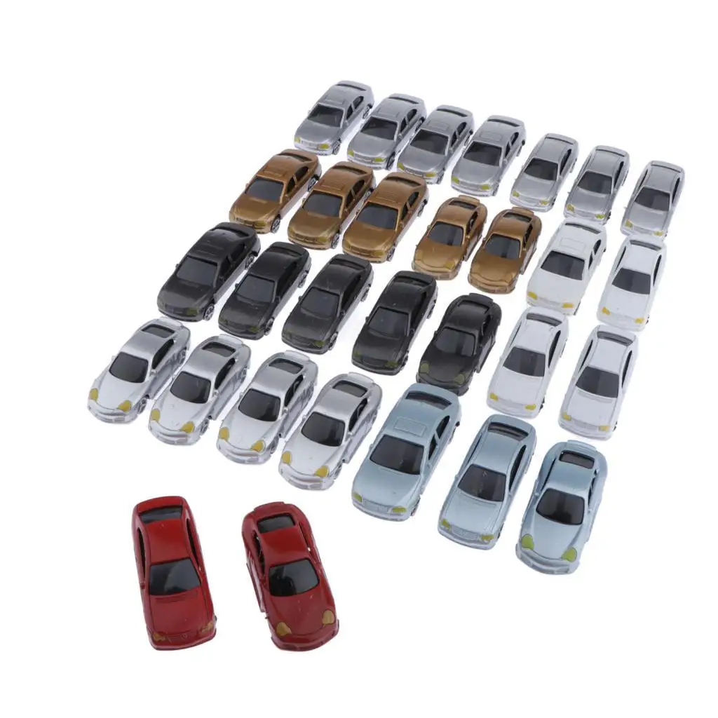

30pcs Miniature Car 1:75 HO OO Scale Streetscape Layout Railway Scenery DIY