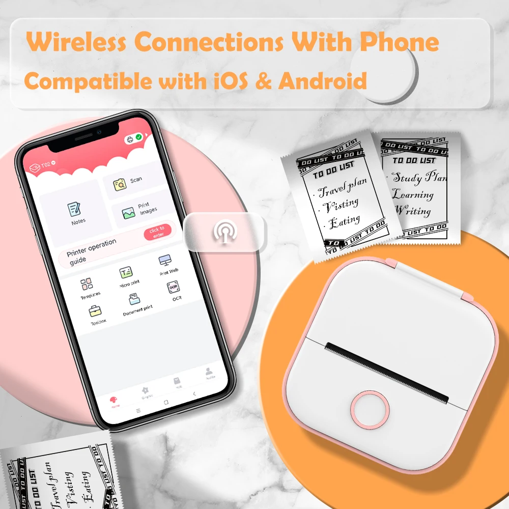 Мини-принтер T02 для наклеек портативный термопринтер карманный Термопринтер