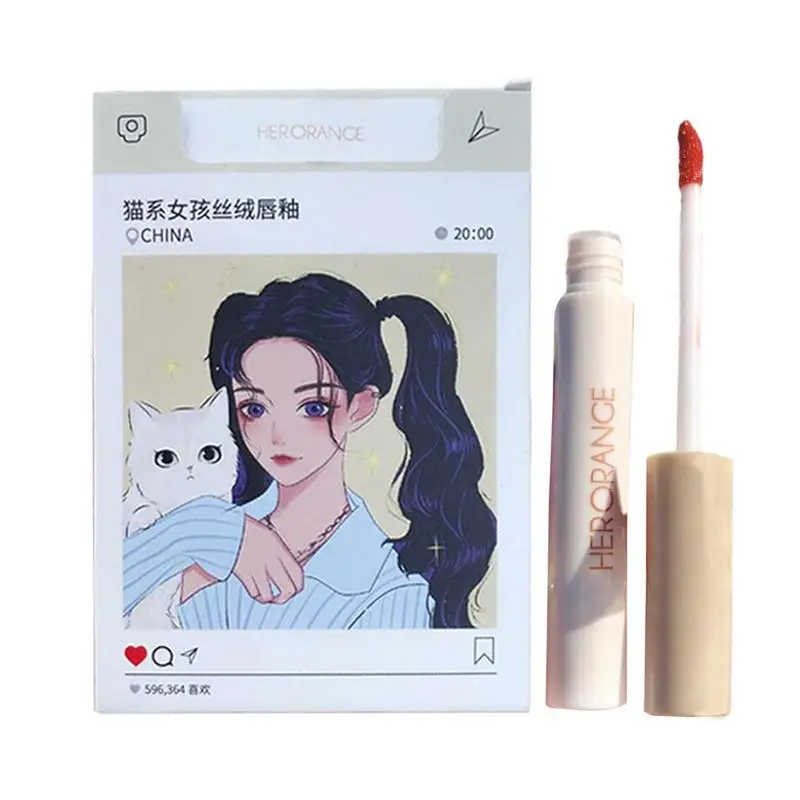 

Non Sticky Lip Gloss Set 5Pcs Matte Liquid Lip Stick Makeup Set Painting Smoke Case Gloss Liquid Long Lasting Cream Lipstick