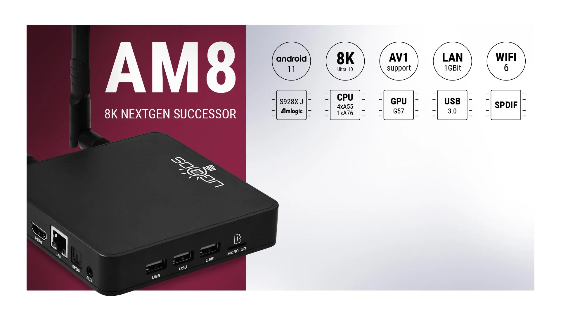 

Ugoos AM8 Amlogic S928X-J DDR4 4GB 32GB X4 pro S905X3 8K WIFI6 Smart TV Box Android 11 1000M 4K X3 Plus Set Top Box