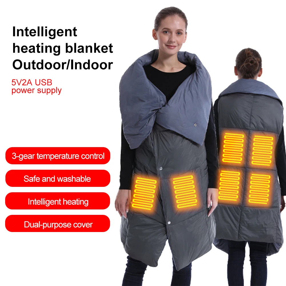 

6 Zone Electric Heating Blanket Wearable USB Heated Blanket Multifunction Electric Blanket Vest Shawl Knee Pad For Home Outdoor