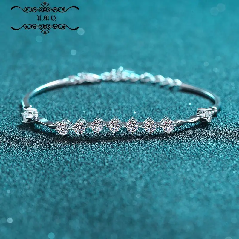 

Xdy925 Sterling Silver Women's Bracelet Bone and Flesh Connected Haifeng Straight Clear Cool Wind Mosang Stone Bracelet