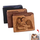Мужской короткий многофункциональный кошелек с гравировкой, бумажник с индивидуальным изображением текста и резьбой по фото, подарок на день отца для мужчин