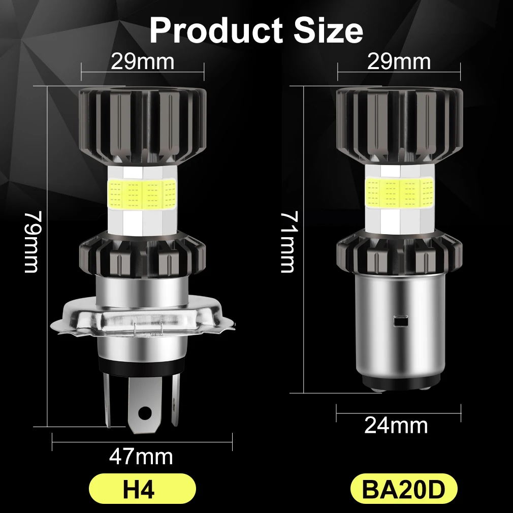 

1pc H6 BA20D LED H4 Led Motorcycle Headlight Bulb Hi Lo Lamp Motorbike Lights 8 sides COB 2400LM 12V- 80V 6000K White