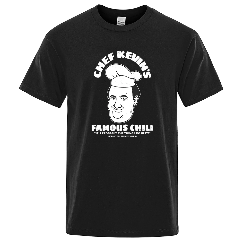 

Chef Kevin'S Famous Chili Print Male Tshirt Summer Loose Cotton T Shirt High Quality Loose Tee Clothes Oversized Casual Man Tops