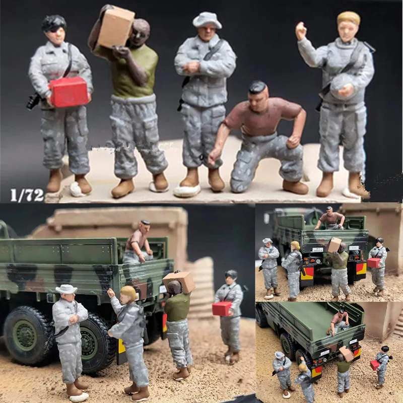 

1:72 Scale Model 5 Pcs US Logistics Supply 5 Soldiers Action Figure Toys Marines Scene Accessory Dolls Display Collection Gift