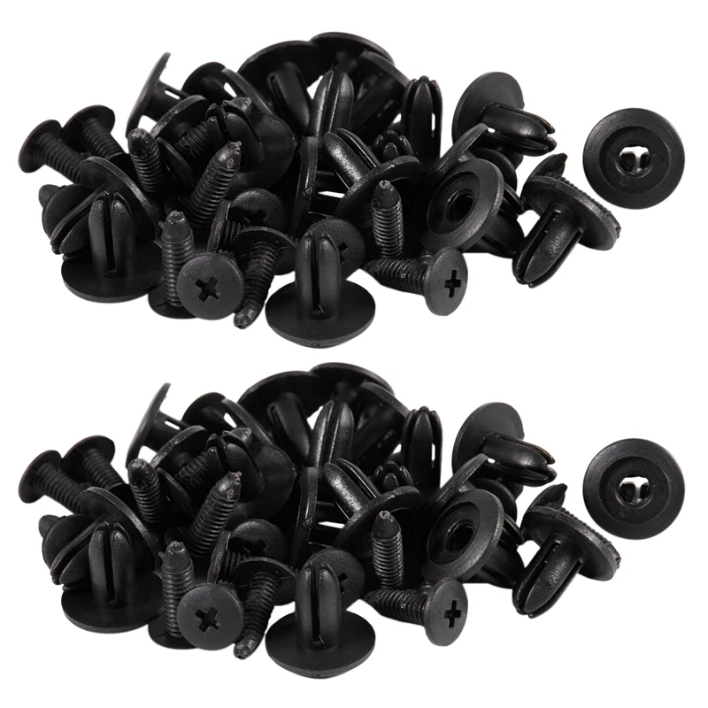 

Car Bumper Fender 6Mm Hole Black Plastic Rivets Fasteners 40 Pcs