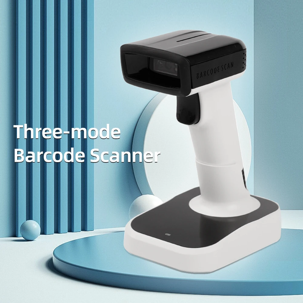 

Handheld Barcode Scanner USB Wired+2.4G+BT Three-mode Connection Support One-dimensional Barcode/QR Code Scanning
