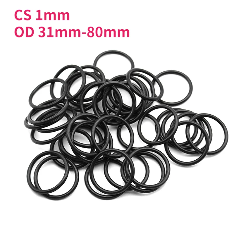 

Nitrile Rubber O-Ring Black NBR Waterproof Oil Resistant Sealing Washer O-Ring Gasket CS 1mm OD 31mm-80mm