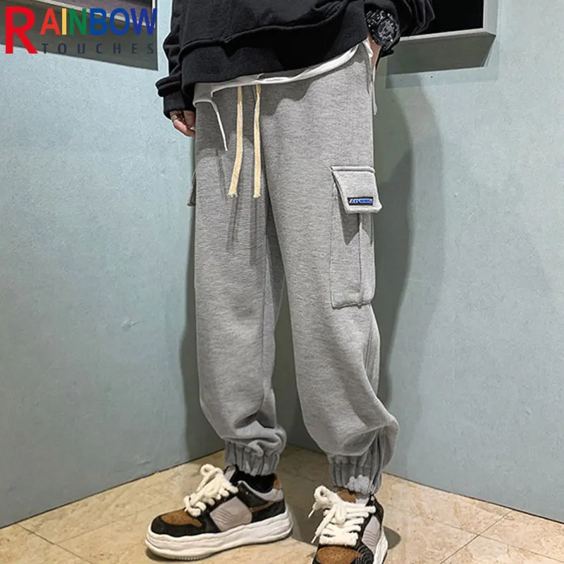 

Rainbowtouches Men Trousers Fashion Casual Pant Sports Style Outdoors Men Pocket Bunched Tie Feet 2022 Brand Mens Cargo Pants