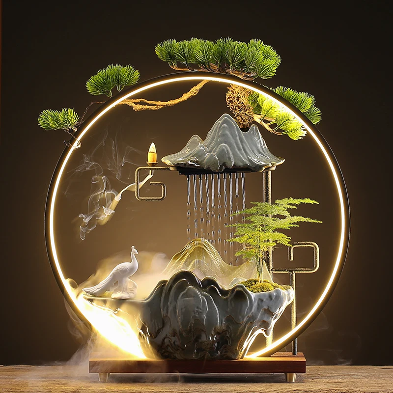 

Backflow Waterfall Incense Holder Reflux Chinese Creative Electric Stand Incense Burner Source Light Encensoir Home Decor