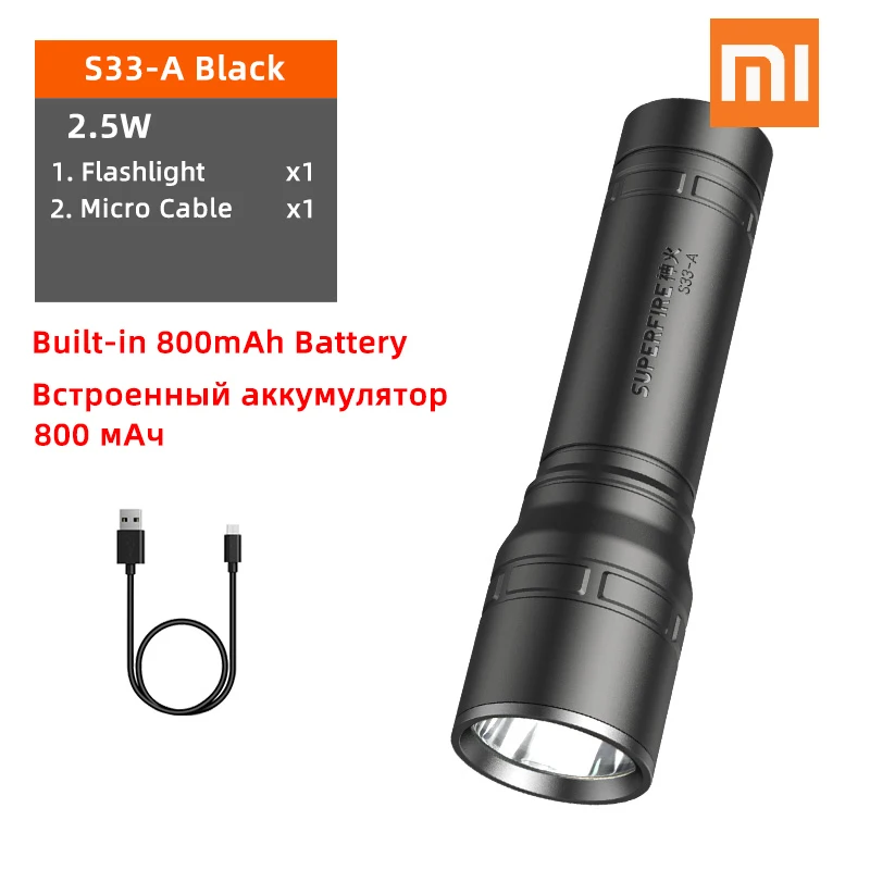 

XIAOMI Mini LED Flashlight Ultra Bright Camping Light Portable Waterproof Built In Battery USB Charging Multi-function Torch