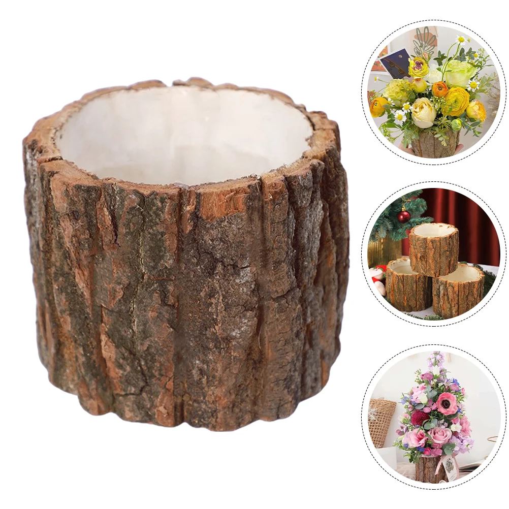 

Natural Novel Multi-functional Stump Shaped Pot Wooden Stump Flower Pot for Home Decor Flower Cultivation