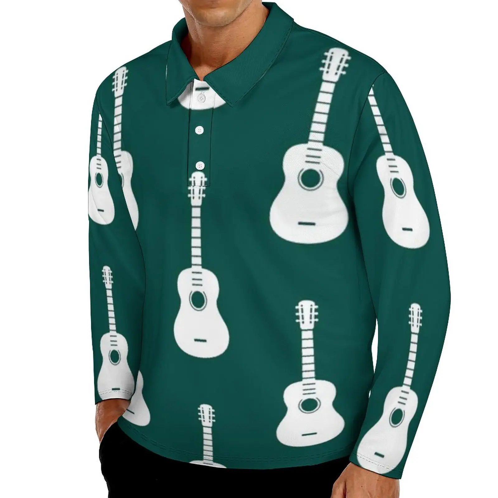 

Рубашка-поло мужская с длинным рукавом и отложным воротником