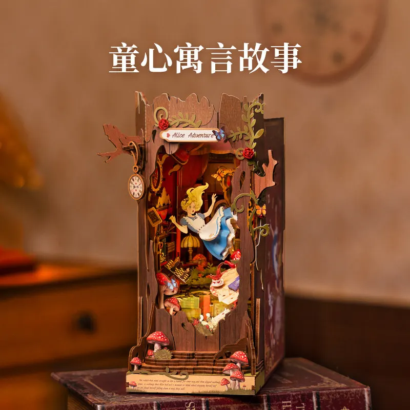 Фото Конструктор-мозаика Ruolai Alice Falling Wonderland: Сборная подставка для книг ручной работы, модель для самостоятельной сборки, подарок №3