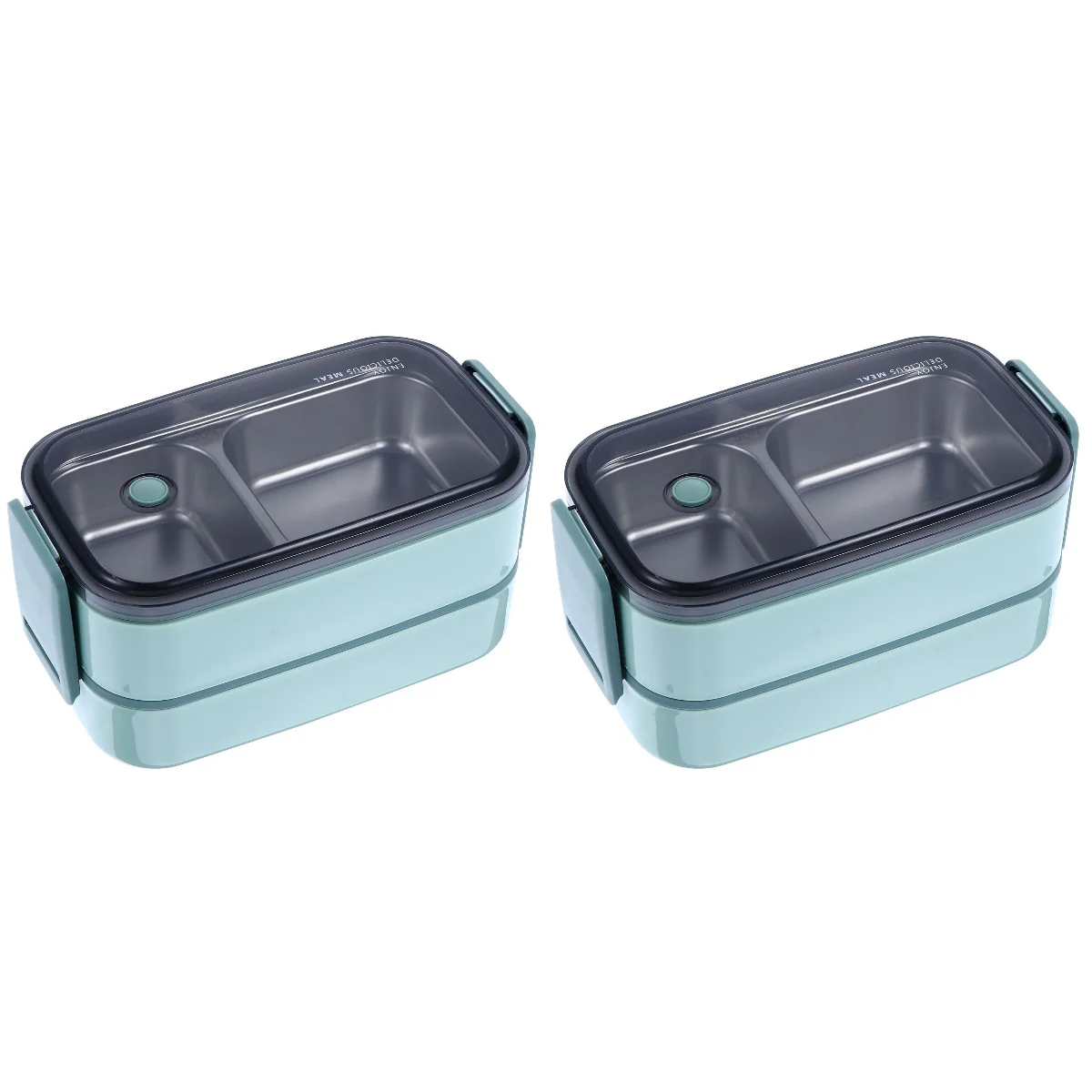 

2pcs Plastic Inner Stainless Steel Bento Box Worker Double Layer Meal Box