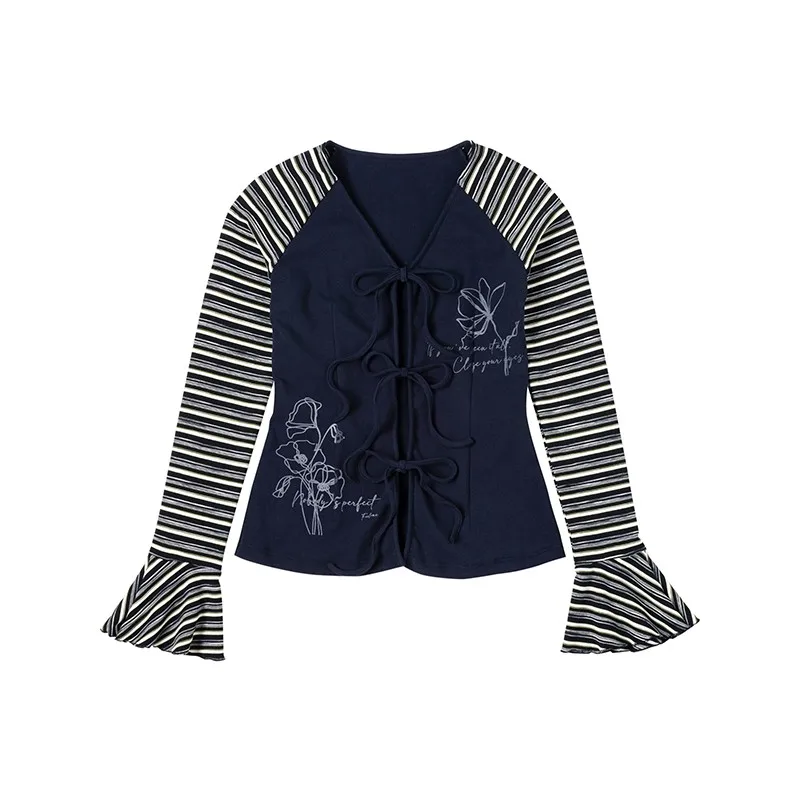 Женский кардиган на шнуровке с расклешенными рукавами цвет в ассортименте