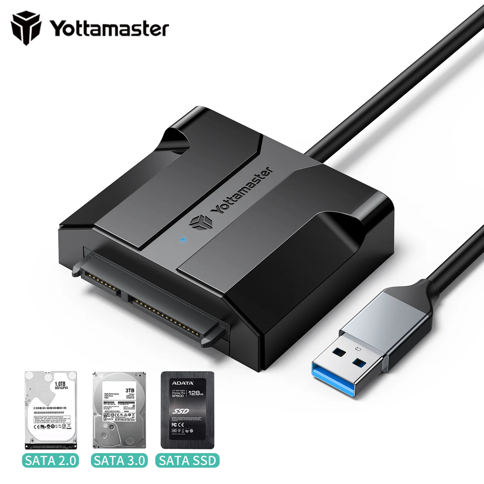 Адаптер Yottamaster SATA-USB, кабель USB 3,0 SATAIII, жесткий диск для 2,5/3,5 дюйма SSD и HDD, адаптер питания 12 В/2 А