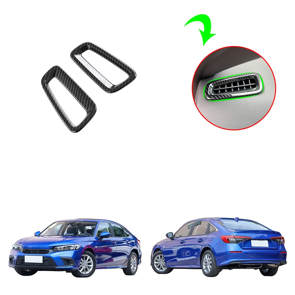 

ABS Matte Red Imitate Carbon Black Car Decorative Sticker LHD AC Front Up Upper Air Conditioning Vent Cover For Honda Civic 2022