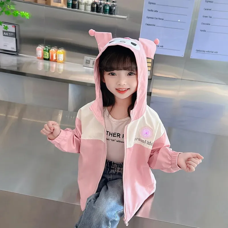 

Детская спортивная одежда Sanrioed для девочек аниме Kuromi для маленьких мальчиков Y2K с длинным рукавом Свободная куртка пальто детский Повседневный Кардиган рождественские подарки