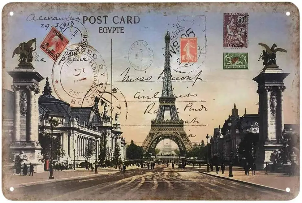 OYEGO Effel wer Tn Sgn Post Crd Pth Sky Tll Grd Mesh Fether Vntge Metl Sgns для Cfes Brs Pubs Shop Wll Decortve Funny Retro S