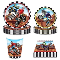 boys motorcycle autocycle racing game birthday party paper disposable tableware sets plates napkins cup baby shower party decors
