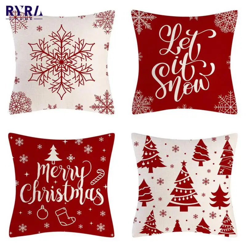 

Christmas Red Throw Pillow Case Christmas Decoration Cushion Cover Striped Plaid Printed Red 45x45cm Pillow Case Cojines Decor