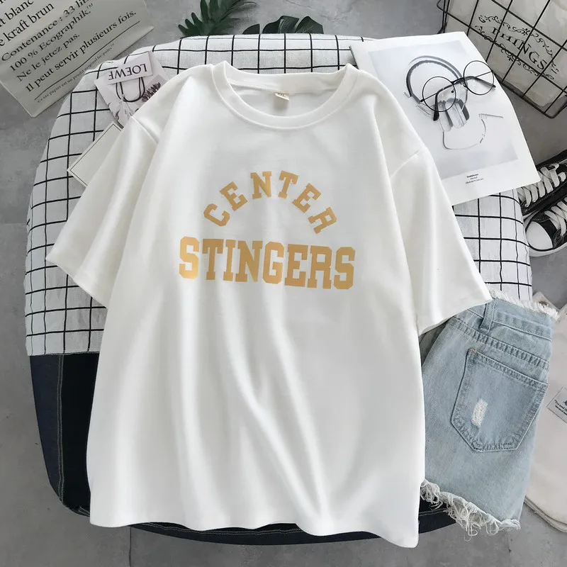 

DAYIFUN Women's Plus Size T Shirt Cotton Round Neck Short Sleeve T-shirt Summer Student Korean Letter Printing Loose Top Fashion