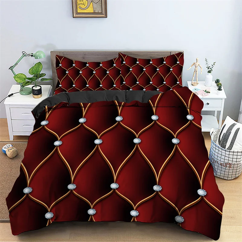 

Duvet Cover Set Microfiber Diamond Bedding Set Abstract Pattern Comforter Cover Queen For Girls Adult Bedroom Luxury Geometric