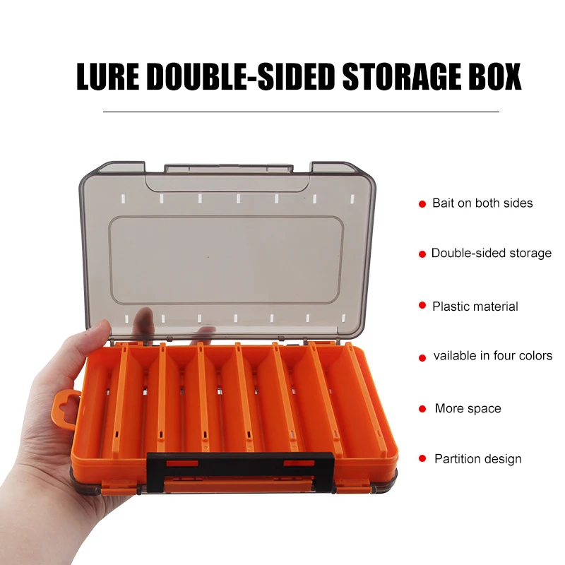 2022 New Lure U-Shaped Double-Sided Storage Box Plastic Portable Fishing Gear Bait Hook Accessories Box 19.3cm 186g