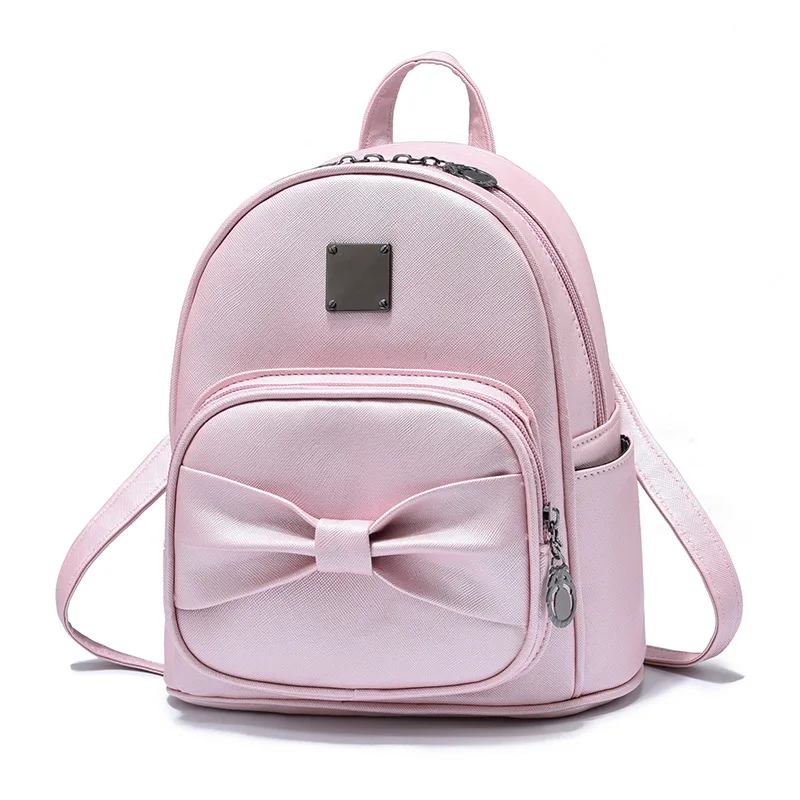 

TRAVEASY 2022 Bow Solid Color Women Fashion Backpacks Preppy Style Round Large Capacity School Backpack Leisure Travel Backpack